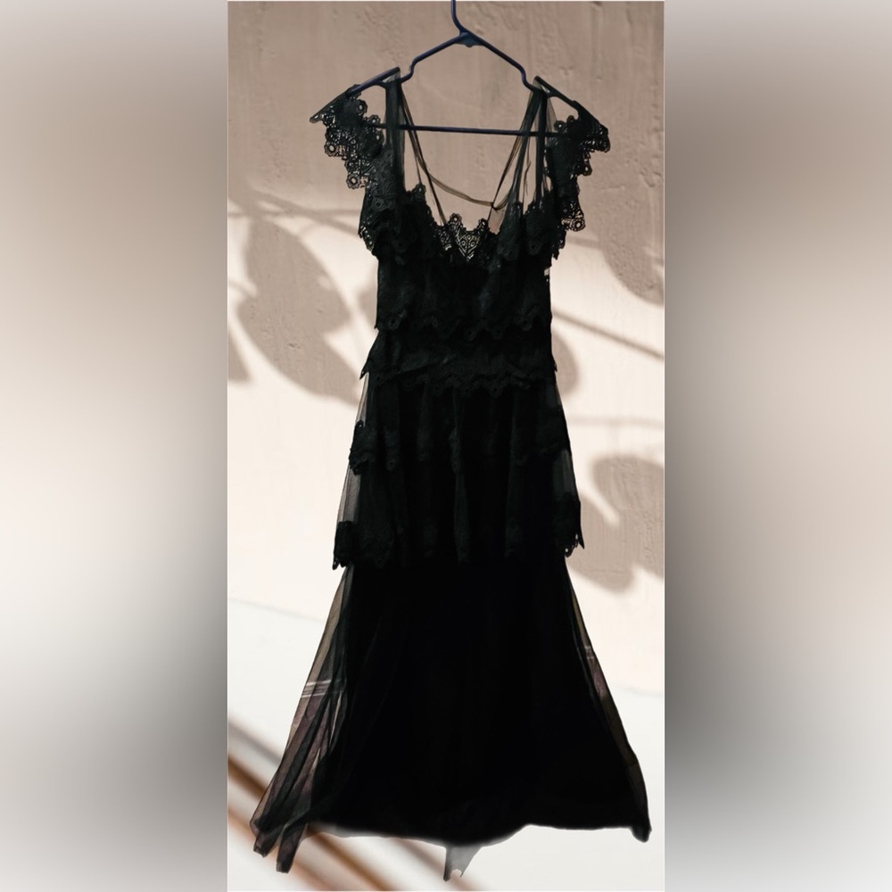 BCBGMaxAzria Black Lace Maxi Dress